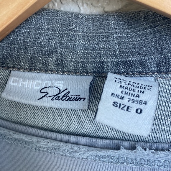 Chico’s Platinum Gray Jean Jacket Size 8 - Picture 5 of 8